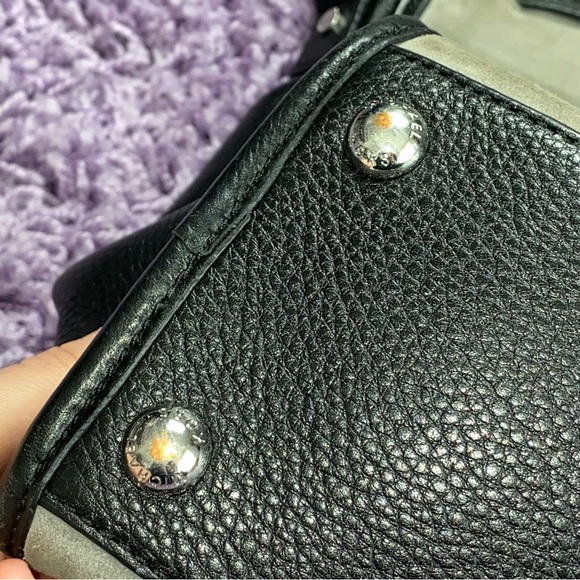 AUTH Michael Kors Large Hamilton Center Stripe Colorblock Suede Satchel Purse - Picture 10 of 13